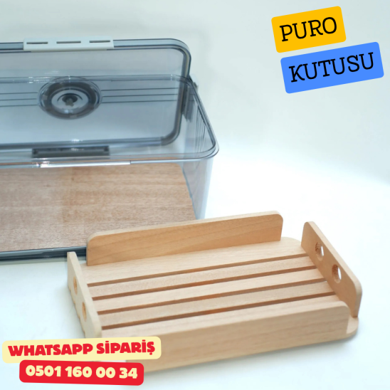 Şeffaf Sedir İç Kaplamalı Humidor Puro Saklama Kutusu