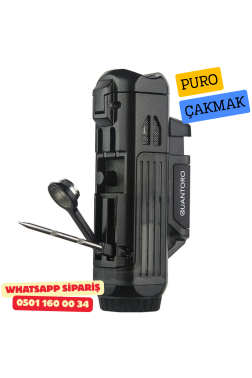 Quantoro Delicili İğneli Çift Jet Alev Puro Çakmak (Siyah)