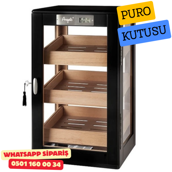Angelo Siyah Lake Humidor (120 Puro Kapasiteli – Dijital Nem Ölçerli) Angelo Siyah Lake Humidor (120 Puro Kapasiteli – Dijital Nem Ölçerli)