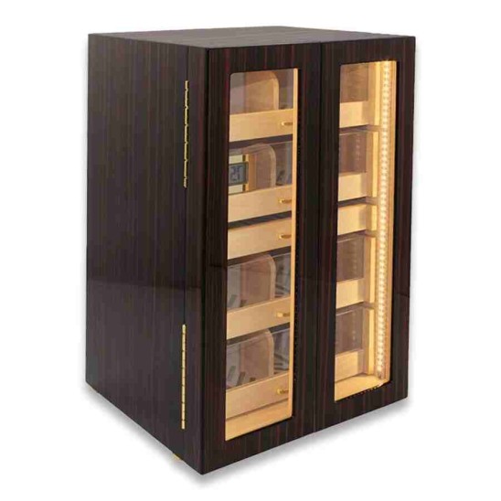 Lubinski İtaly 4 Çekmeceli Işıklı Puro Kutusu Abanoz 200's