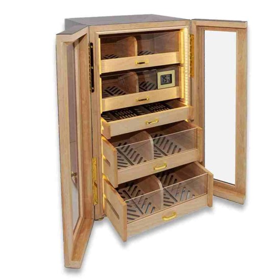 Lubinski İtaly 4 Çekmeceli Işıklı Puro Kutusu Abanoz 200's