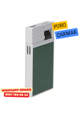 Caseti Paris Flat Yeşil Mat / Gümüş Tek Jet Alevli Çakmak