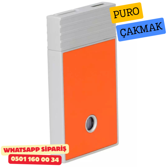 Caseti Paris Flat Turuncu Mat / Gümüş Tek Jet Alevli Çakmak