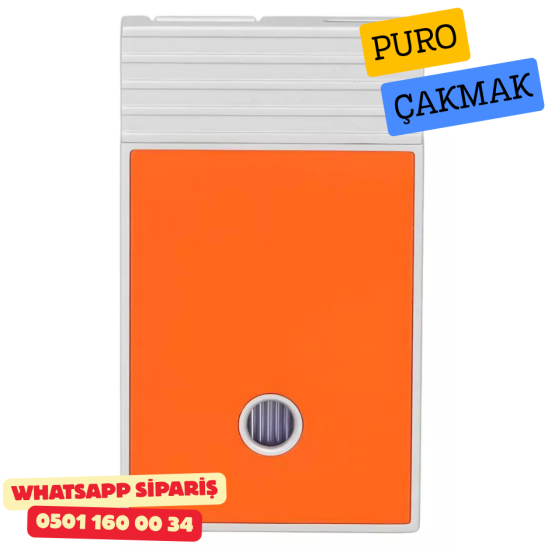 Caseti Paris Flat Turuncu Mat / Gümüş Tek Jet Alevli Çakmak