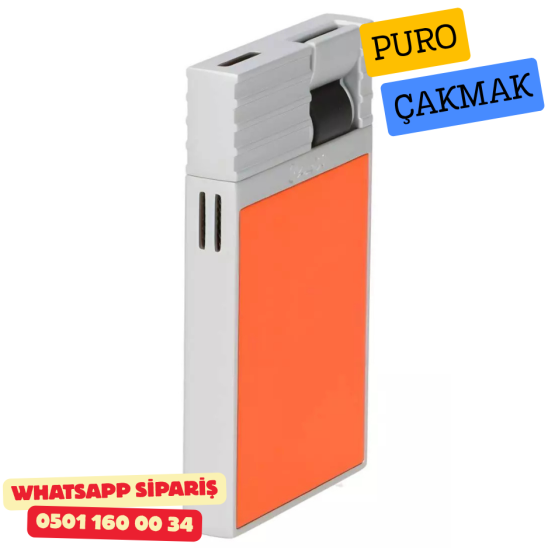 Caseti Paris Flat Turuncu Mat / Gümüş Tek Jet Alevli Çakmak