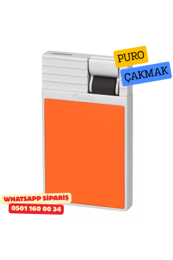 Caseti Paris Flat Turuncu Mat / Gümüş Tek Jet Alevli Çakmak