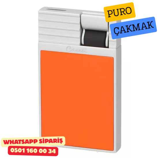 Caseti Paris Flat Turuncu Mat / Gümüş Tek Jet Alevli Çakmak