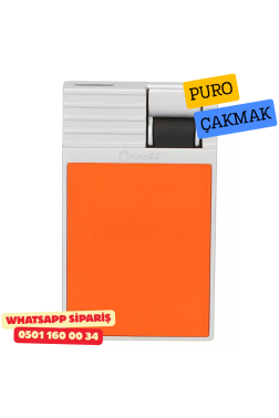 Caseti Paris Flat Turuncu Mat / Gümüş Tek Jet Alevli Çakmak