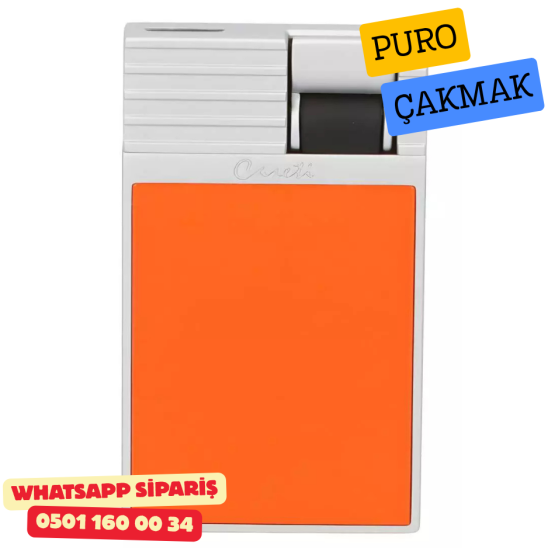 Caseti Paris Flat Turuncu Mat / Gümüş Tek Jet Alevli Çakmak