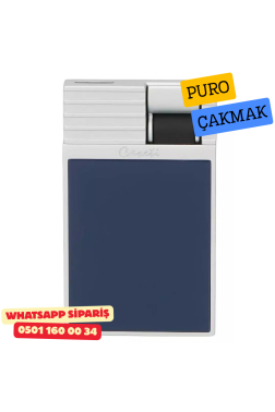 Caseti Paris Flat Koyu Mavi Mat / Gümüş Tek Jet Alevli Çakmak