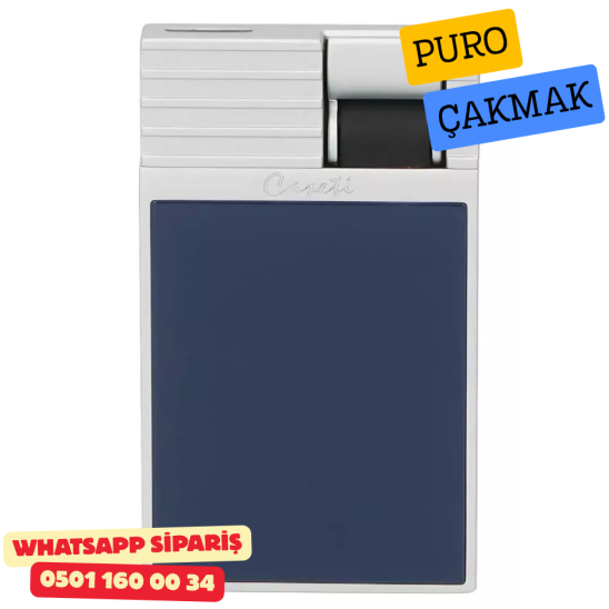 Caseti Paris Flat Koyu Mavi Mat / Gümüş Tek Jet Alevli Çakmak
