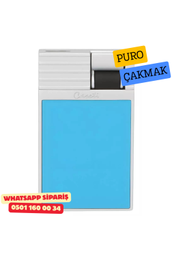 Caseti Paris Flat Turkuaz Mat / Gümüş Tek Jet Alevli Çakmak