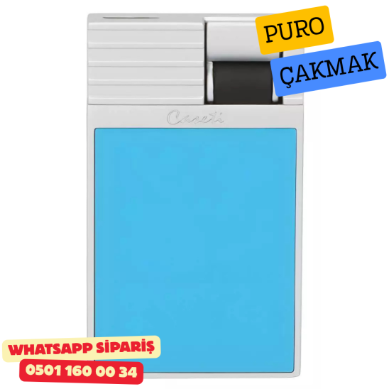 Caseti Paris Flat Turkuaz Mat / Gümüş Tek Jet Alevli Çakmak