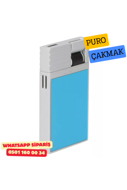Caseti Paris Flat Turkuaz Mat / Gümüş Tek Jet Alevli Çakmak
