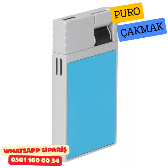Caseti Paris Flat Turkuaz Mat / Gümüş Tek Jet Alevli Çakmak