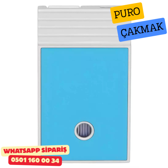 Caseti Paris Flat Turkuaz Mat / Gümüş Tek Jet Alevli Çakmak