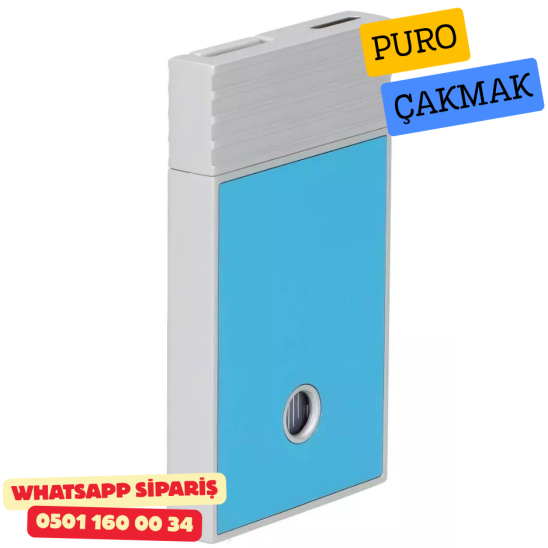 Caseti Paris Flat Turkuaz Mat / Gümüş Tek Jet Alevli Çakmak