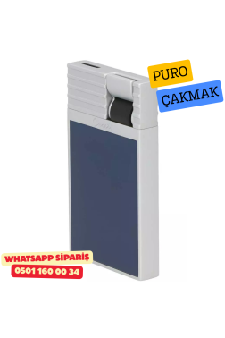 Caseti Paris Flat Koyu Mavi Mat / Gümüş Tek Jet Alevli Çakmak