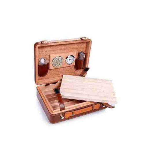 Kahverengi-Siyah Kilit Mekanizmalı Deri Puro Taşıma Çantası