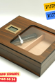 Premium Camlı Sedir Humidor Puro Saklama Kutusu (Ahşap Kahverengi)