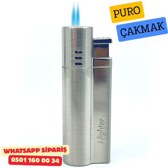 I-lighter Çift Torch Jet Alev Çakmak - Mat Gümüş Renk