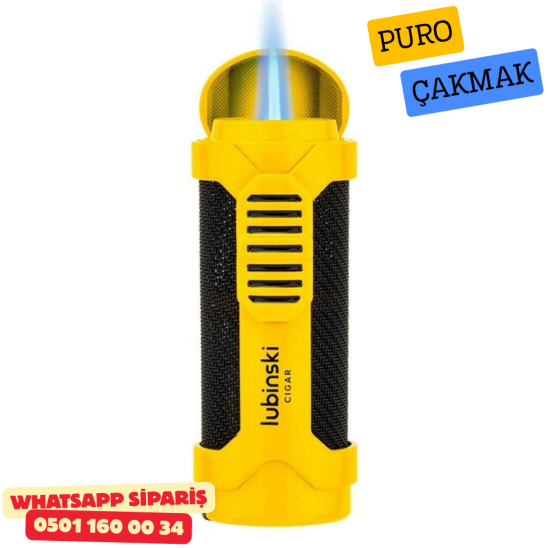 Lubinski 1li Torch Sarı Metal Puro Çakmağı