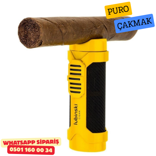 Lubinski 1li Torch Sarı Metal Puro Çakmağı