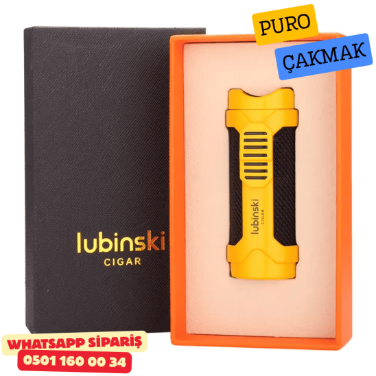 Lubinski 1li Torch Sarı Metal Puro Çakmağı